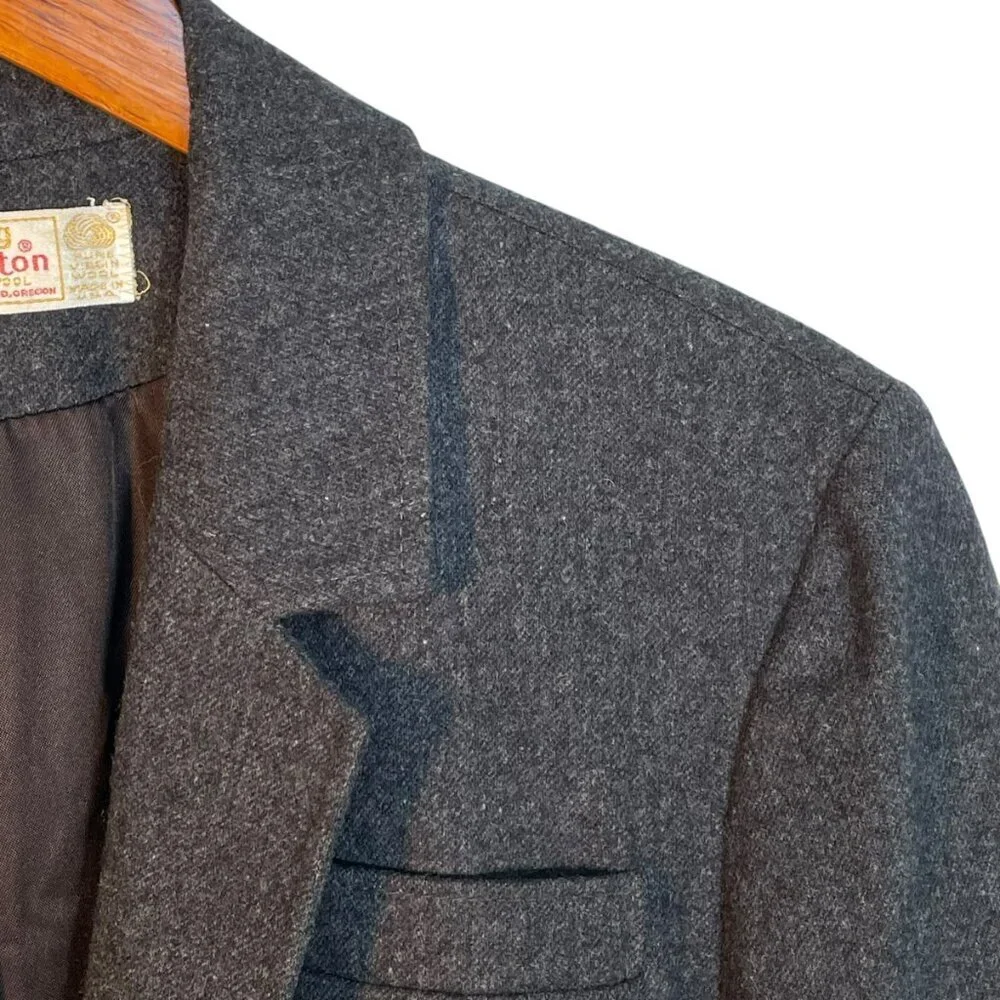 Vintage Young Pendleton Wool Blazer Youth L Heritage Tailored Jacket Charcoal